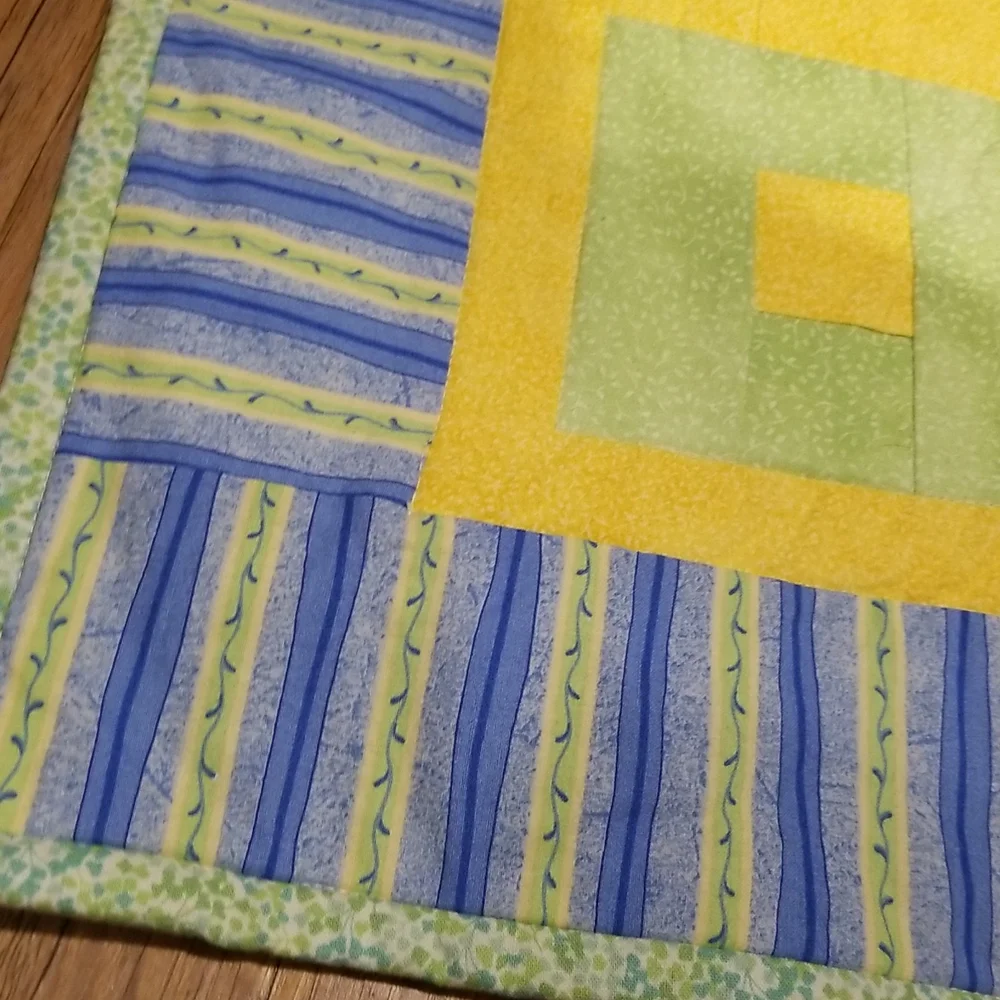 Homemade Baby quilt blue/yellow/green